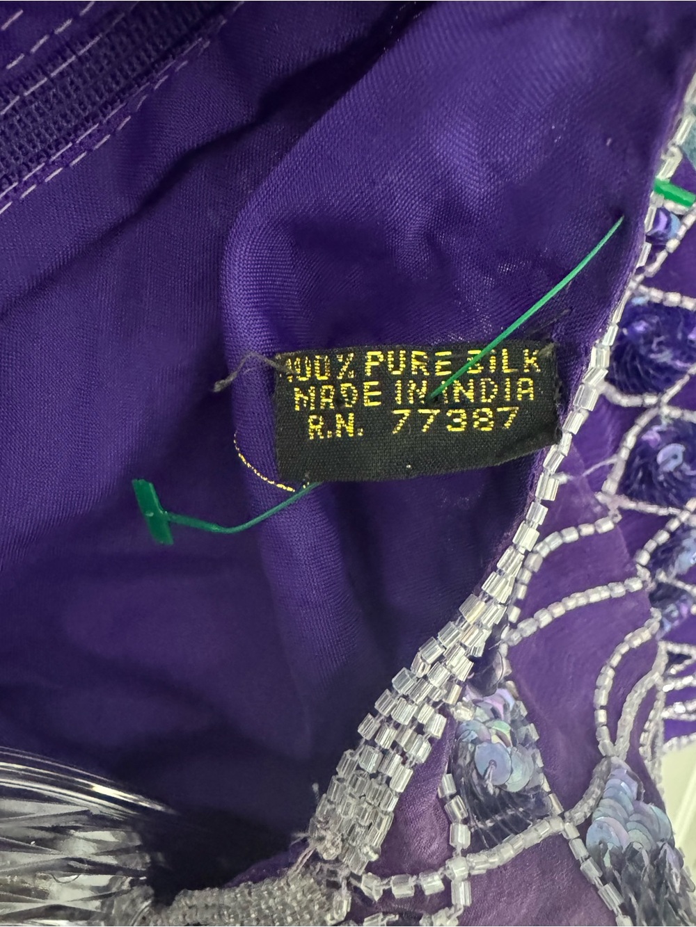 Vintage Scala Beaded 100% Silk Purple Dress - Picture 6 of 9